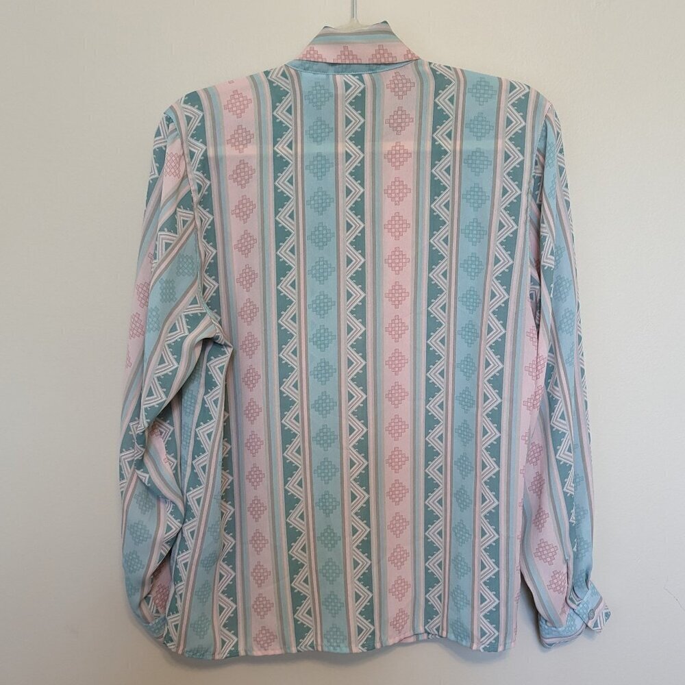 VINTAGE Alfred Dunner 80s 90s southwest stripe pattern blouse 16 EUC - Picture 4 of 9